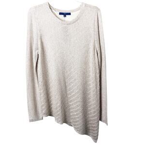 Apt. 9 NWT Women's Textured Asymmetrical Hem Sequin Lined Sweater Size Large